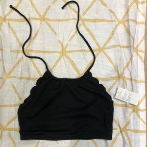 Scalloped halter bikini top